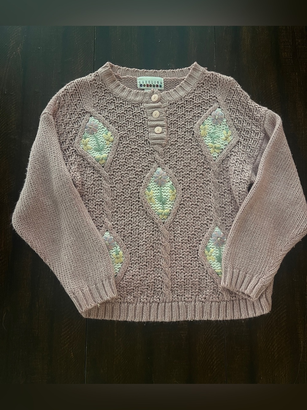 Vintage Cottagecore Chunky Knit Floral Sweater